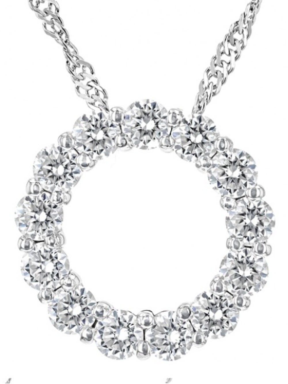1.30ctw Moissanite circle diamond Pendant silver 18” Necklace JTV